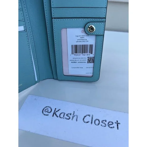 Kate Spade Wallet Large Slim Bifold Embroidered Wallet Aphrodite - Picture 4 of 6